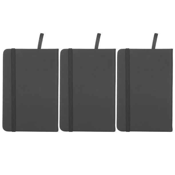 3 blocs de notas de negocios de PU A6, tapa dura, correa, cuaderno, diario, papelería, material escolar de oficina, negro