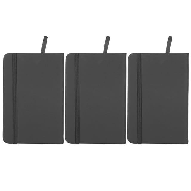 Strap Notebook, Environmentally Friendly Rounded Corners Hardcover Notepad, Artificial Pu Leather Portable For Writing Diary Black