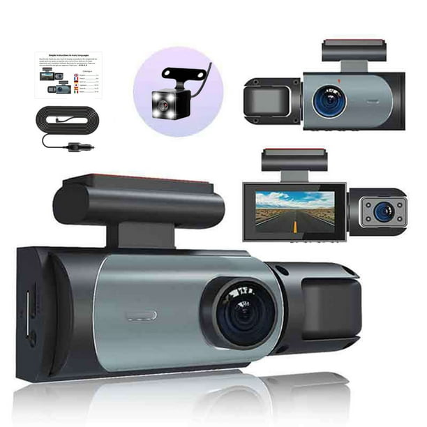 Cámara de salpicadero de 1,97 pulgadas HD 1080P, grabadora frontal, interior y trasera de 3 canales para coche con visión nocturna, grabación en bucle, detección de movimiento, gran angular y grabació