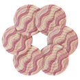 thumbnail image 7 of Yayeee 6 PCS Drink Coasters with Holder Set Woven Absorbent Round Tabletop Hot Pad, Pink Brown Pattern, 7 of 7