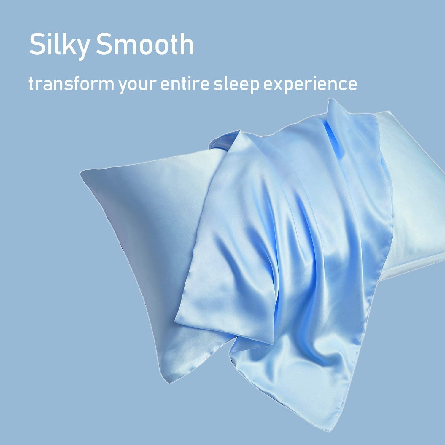 Satin Pillowcase for Hair and Skin 2 Pack Silky Satin Pillow Cases No Zipper Pillow Covers with Envelope Closure Light Blue Standard 20 x26 Walmart