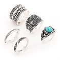 thumbnail image 3 of 5 Pcs/Set Bague Éléphant Femme Turquoise Sculptée Vintage Empilable, 3 of 7