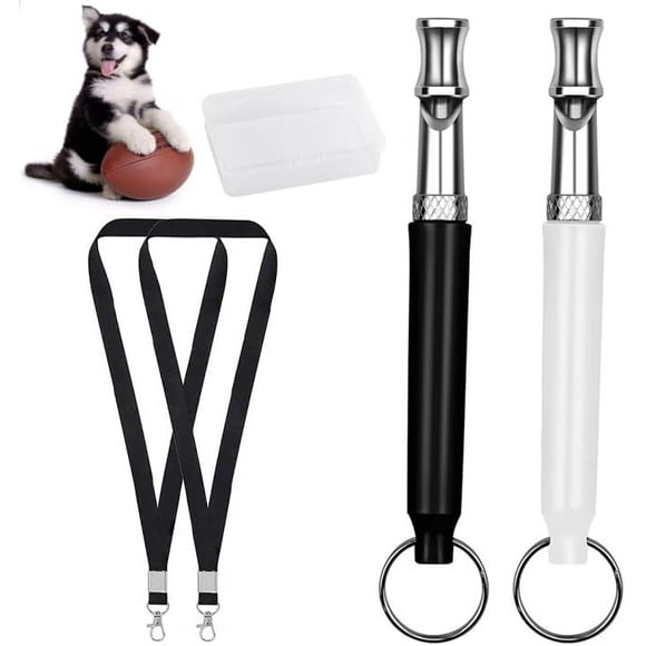 2 Pack Dog Whistle, Dog Whistles for Recall, Ultrasonic Stop Barking Silent, Adjustable Dog Training Whistle, Gun Dog Whistle with Lanyardwith Storage Box