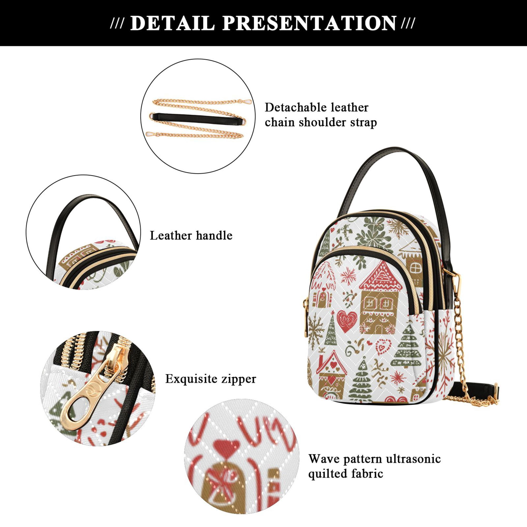 FORMRS Crossbody Bag for Women Quilted Travel Shoulder Cell Phone Purse with Chain Strap Handbag, Brown Nordic Christmas House