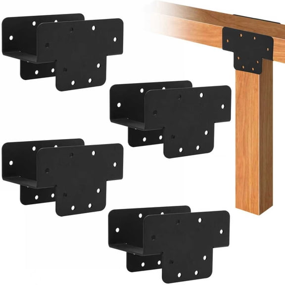 VANROUG 4 Pcs Pergola Kit T Shaped 4x4 (Actual Size 3.57"x3.57"), Heavy Duty Pergola Brackets 4x4 T Shape, 3 Way DIY Woodwork Gazebo Bracket Kit for Pergolas, Gardens and Other Outdoor Structures