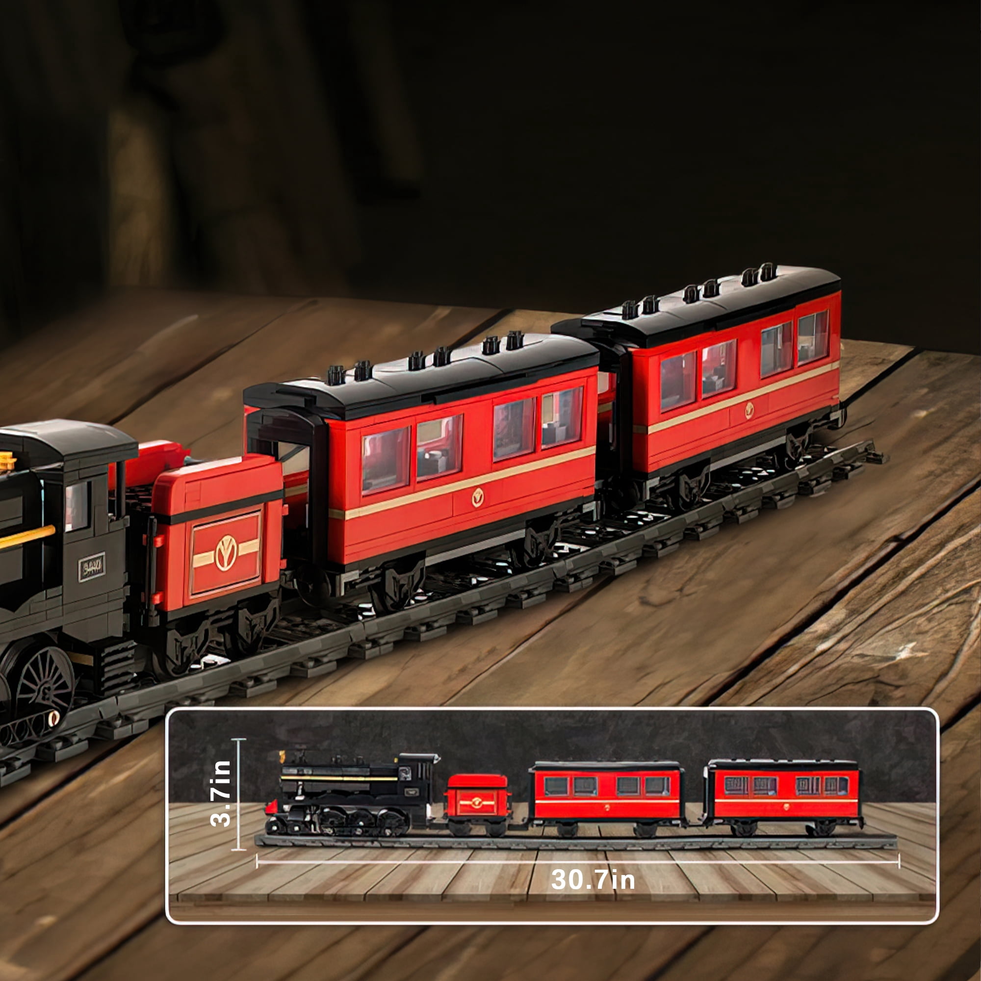 MACTANO Train Building Set GWR Steam Locomotive with Train Track Building Kit Toy Gift for Kid Black