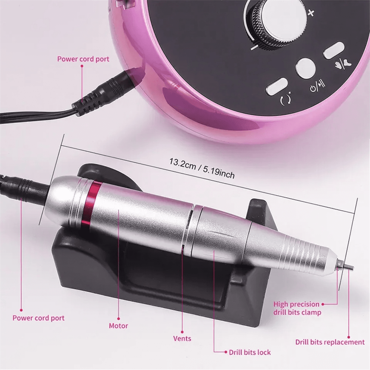 Electric Nail Drill Professional Manicure Machine Brushless Motor Nails Sander Set Nail Polisher Equipment US PLUG,D