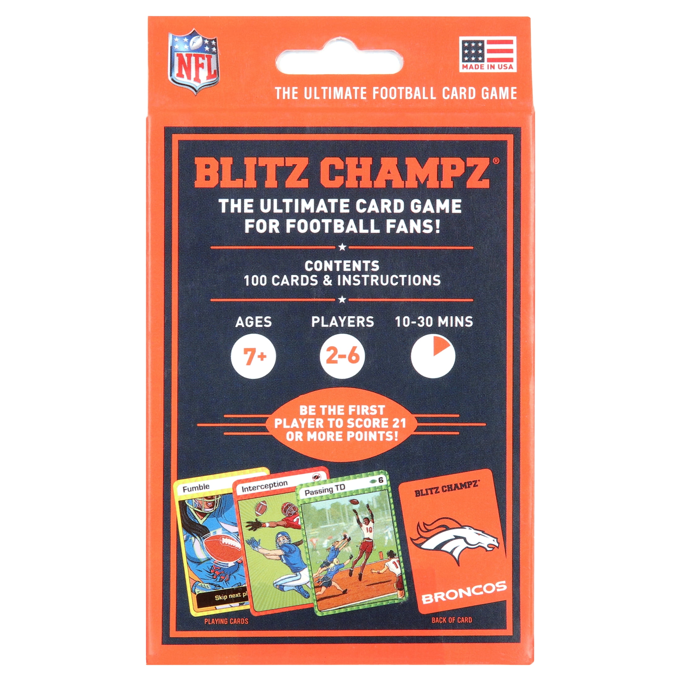Blitz Champz Denver Broncos Card Game, Family Game for Adults & Kids, Easy-To-Learn Party Game