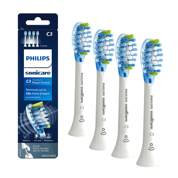 C3 Premium Plaque Control Sonic Replacement Toothbrush Heads Compatible with Philips Sonicare Diamond Clean Electric Toothbrush,Whit