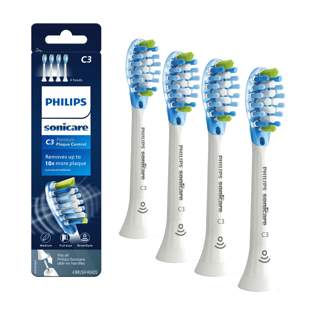 C3 Premium Plaque Control Sonic Replacement Toothbrush Heads Compatible with Philips Sonicare Diamond Clean Electric Toothbrush,Whit