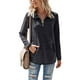 thumbnail image 2 of Sudadera con capucha para mujer Sudadera con capucha de color sólido Manga larga Cuello con cremallera Top suelto informal de otoño, Negro, M Vogacara  AP003716-12, 2 of 7