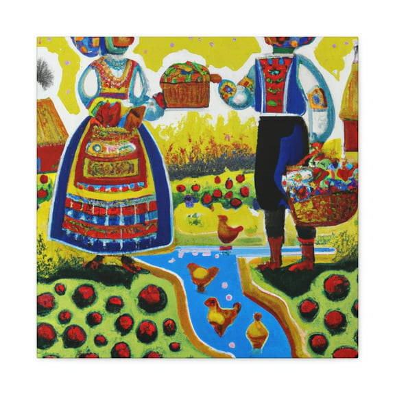 Folk Art Pointillism - Canvas