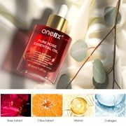 One1X Organic Rose Essential Oils for Dry Skin Moisturizing Rose Serum for Face Hair Body Massage Aromatherapy and Relaxation