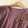 thumbnail image 4 of Casual Loose Fit Tops for Women Embroidery Floral Print Short Sleeve Blouses Summer Cotton Linen Tunic Shirts, 4 of 7