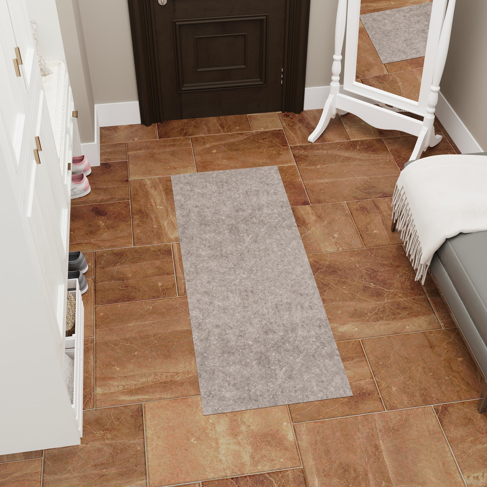 Ottomanson Absorbent Non-Slip Area Rug Pad Dual Surface Safe for Hardwood & Carpet, 3' x 3'