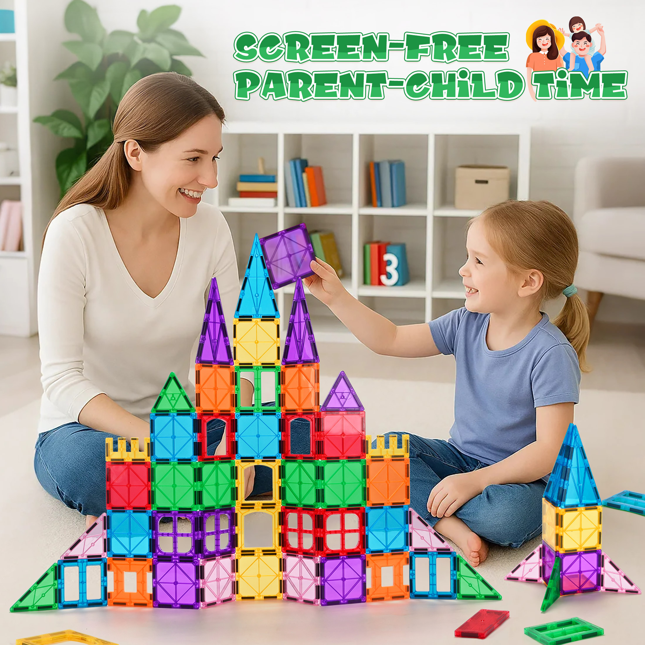 Qiaho Magnetic Tiles 62-Piece Building Block Set photo 2