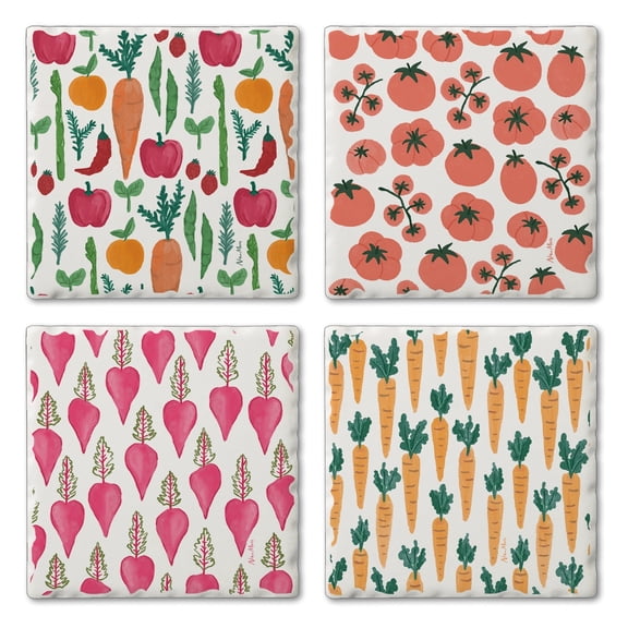 Thirstystone Fresh Veggies 4 Pack Assorted Tumbled Tile Coasters