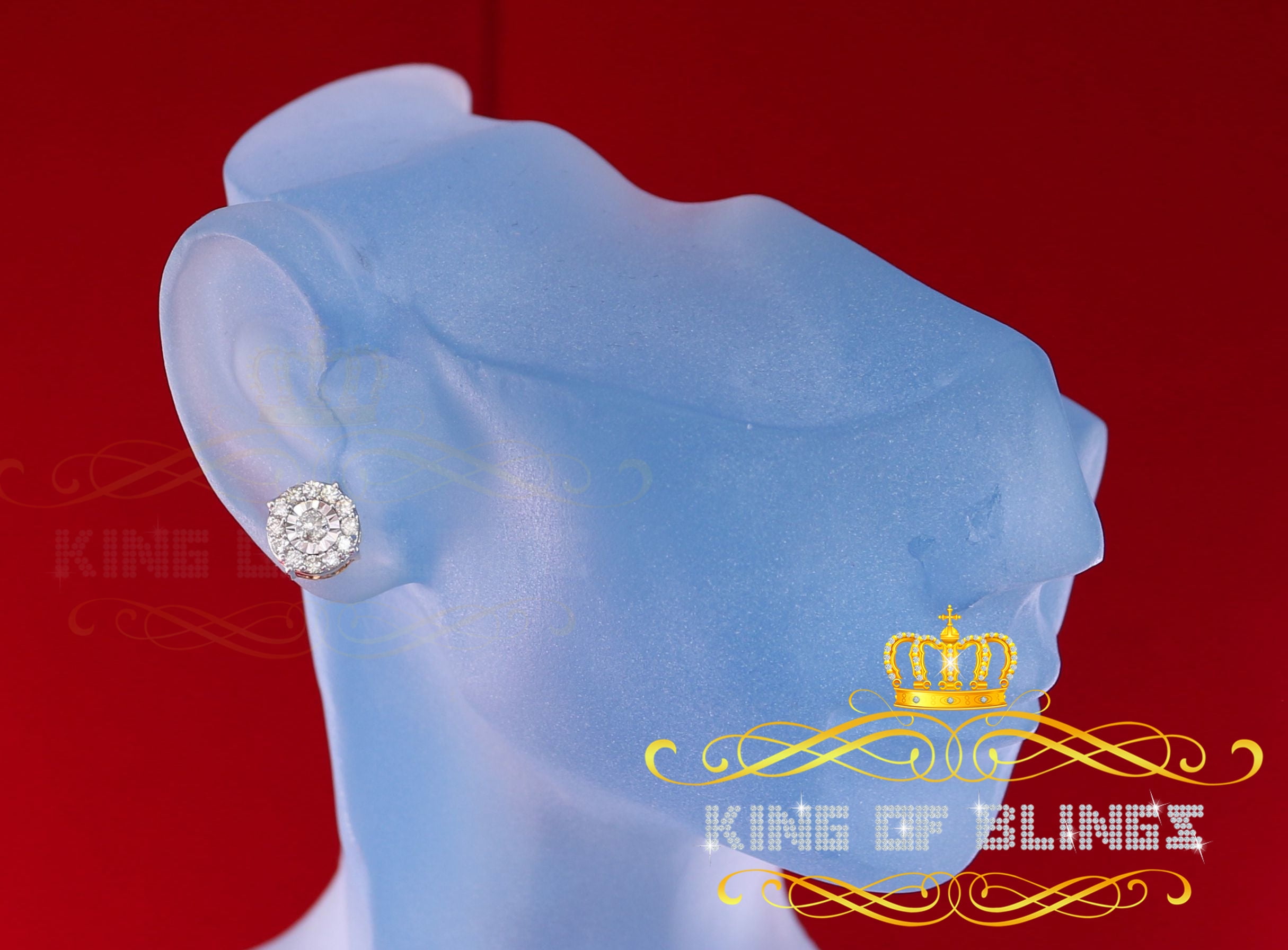 King of Bling's 10K Real Yellow Gold with 0.75CT Real Diamond Men's/Women's Stud Round Earrings