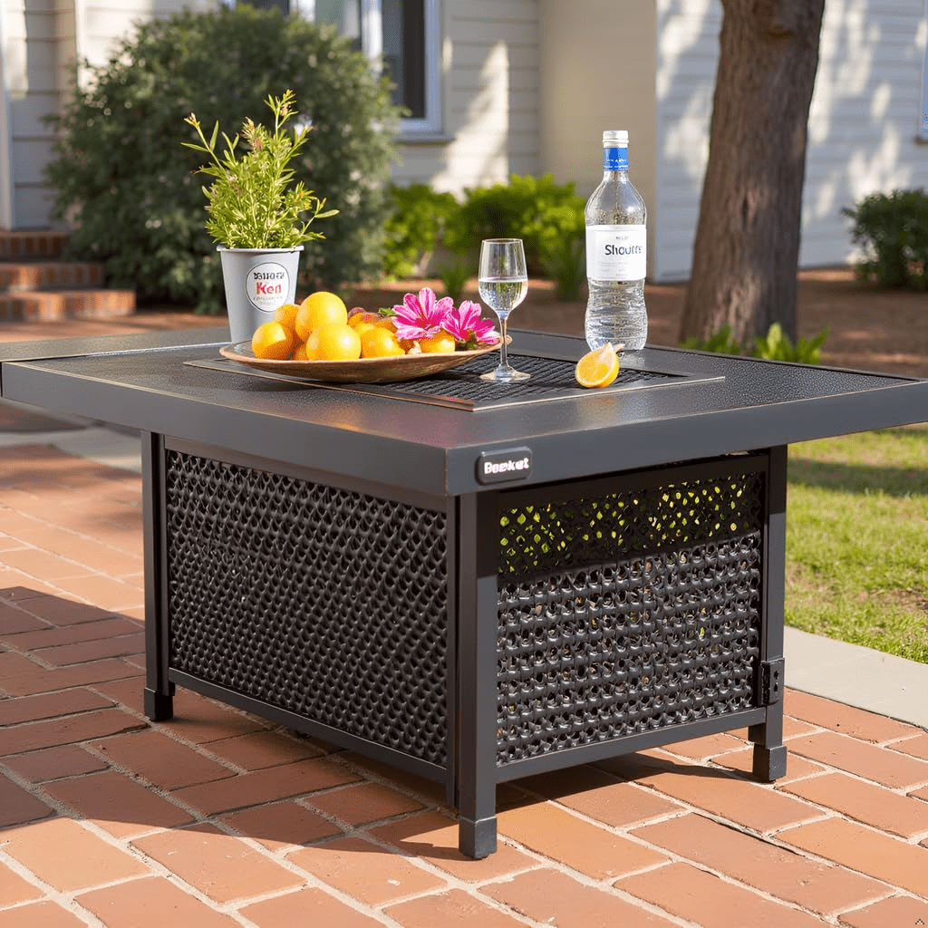 Weyland Hammered Aluminum Convertible Gas Fire Pit Table 55000 BTU