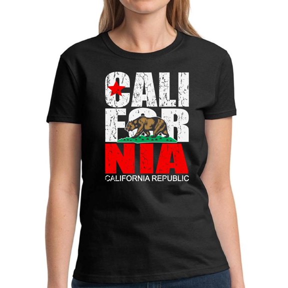 California Republic Shirt for Women - S M L XL 2XL 3XL Cali Graphic Tee - Western USA State California Ladies T-Shirt Gift