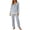 Blue, variant on HAiming 2 Piece Womens Pajama Sets Long Sleeve Smocked Casual Shirts Comfy Pants Lounge Sets Fall Winter Sleepwear
