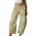 thumbnail image 1 of Vaqueros Rectos, Holgados, Informales, de Tiro Medio y Pierna para Mujer, Estilo Boyfriend Y2K, Pantalones Cortos de Mezclilla Flores Amarillas M, 1 of 6