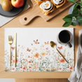 thumbnail image 2 of Placemat Set of 6 Watercolor Plant Placemats for Dining Table Flower Butterfly Washable Table Mats for Kitchen and Party Decor Indoor & Outdoor Use, 2 of 8
