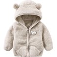 thumbnail image 1 of Sudadera con capucha y orejas de oso forro polar para bebé niña, Gris 6-12 Meses, 1 of 2