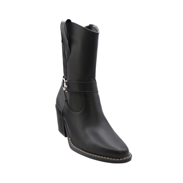 Botin Casual de Mujer Negro Sintetico Marca Leon 488
