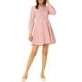 thumbnail image 1 of INSPIRE CHIC Robe pour Femme Manches Longues Col Rabattu Boutonnée Mini-Robe Chemise Florale L Rose, 1 of 6