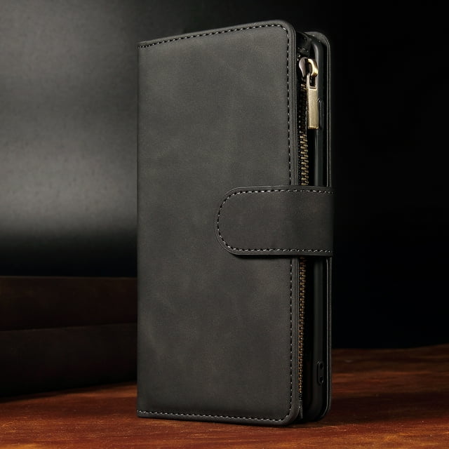 Premium Faux Leather Flip Wallet Case with Kickstand, Card Slot, & Wrist Strap for Xiaomi Redmi Note 12 Pro Plus, 11 Pro, 10 Pro, 9 Pro, 8 Pro, 7 Pro, & K30 Pro Poco M3 Pro.