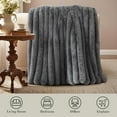 thumbnail image 6 of Faux Fur Throw Blanket for Couch, Ultra Cozy Fuzzy Fluffy Fur Luxurious Soft Striped Plush Gift Blankets for Family Sofa Chair Bedroom, 60"x80", 6 of 8