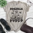 thumbnail image 2 of Dogzilla Dog T-shirt, Unisex Women's Men's Shirt, Funny Dog Doggie Pup Puppy Kaiju Labrador Golden, Light Silk Gray, Large, 2 of 6