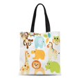 thumbnail image 1 of JSDART Sac Fourre-Tout en Toile Éléphant Bébé Garçon Singe Jungle Zoo Mignon Dessin Animé Réutilisable Épaule Courses Sac à Main, 1 of 1
