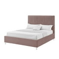 thumbnail image 3 of Inspired Home Caileigh Upholstered Velvet King Channel Tufted Bed with Acrylic Legs, Pink, 3 of 7