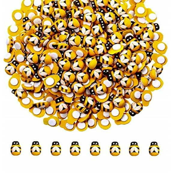 100PCS Wooden Bee,Flatback Self-Adhesive Wood Bumble Bees for Scrapbooking Decoration and Craft DIY