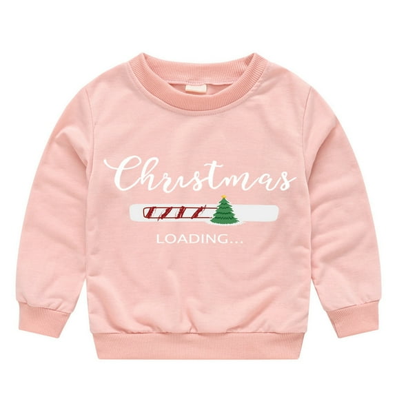 CAIVO Cute Sweatshirt O-Neck Long Sleeve Pullover Tops Kids With Christmas Santa Pattern For Holiday Celebrations And Everyday Wear Child Soft Dailywear