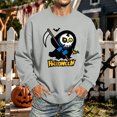thumbnail image 2 of Halloween Sweatshirt for Men Pumpkin Ghost Graphic Casual Long Sleeve Spooky Pullover Sweatshirt New Fashion Comfy Tshirts Light Gray L, 2 of 5