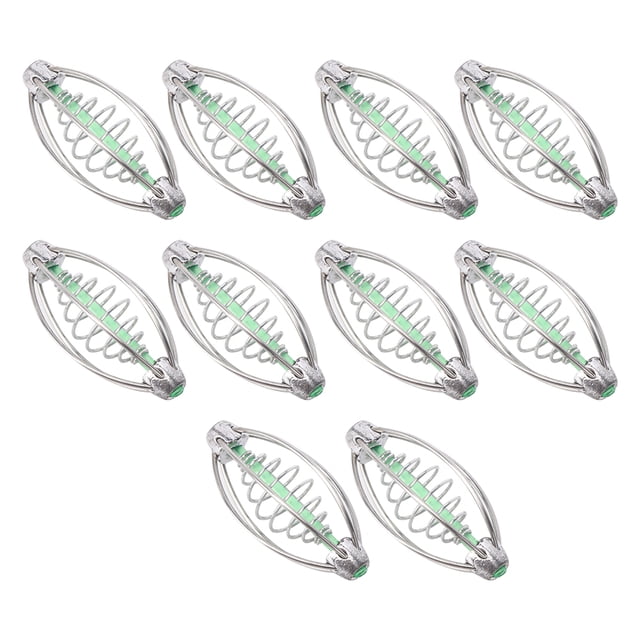 10 Pcs Mangeoire de Pêche, Mangeoire de Pêche Printanière en Acier Inoxydable Durable Support de Cage à Appâts avec Pendentif Perle Accessoire de Pêche