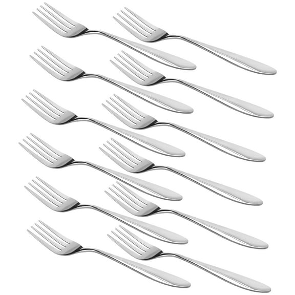 Unique Bargains Dinner Forks Set of 12 Stainless Steel Forks 8 Inches Length Tableware