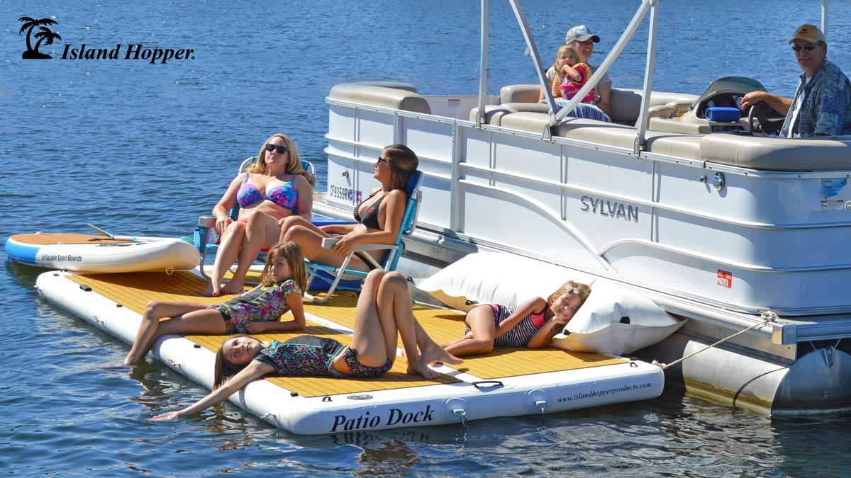 Island Hopper Inflatable Patio Dock with Reinforced Side Rails, 15' L x 6' W x 6" H