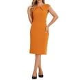 thumbnail image 1 of VESTIDO ELEGANTE DE MUJER INSPIRADO CHIC CON MANGAS DE CAPUCHA Y CINTURÓN PARA TRABAJAR NARANJA M, 1 of 6
