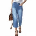 thumbnail image 6 of vigerkar Wide Leg Jeans for Women Stretch High Waisted Straight Leg Denim Pants Boyfriend Mom Jeans (Sky Blue, L), 6 of 7