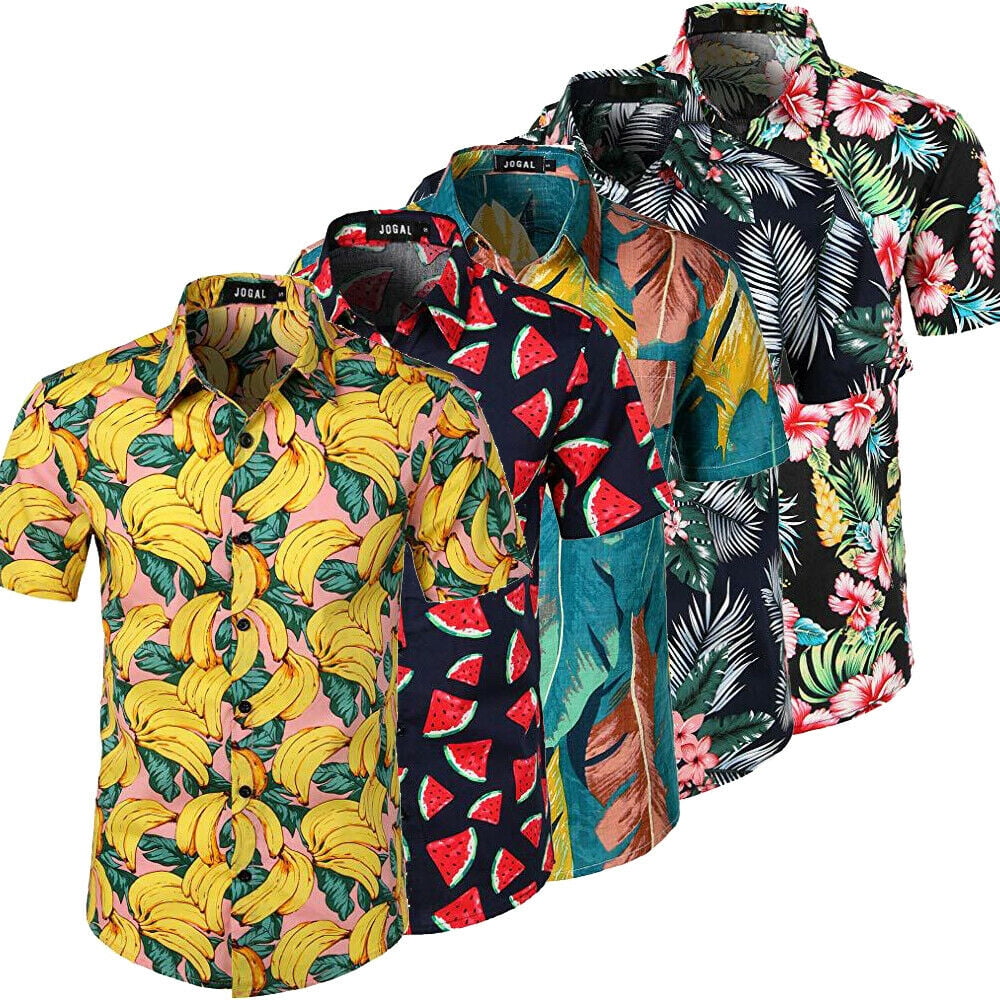 RAISEVERN Mens Hawaiian Shirt and Shorts Sets Flamingo Leaf Print Beach Aloha Party Camp Holiday Casual