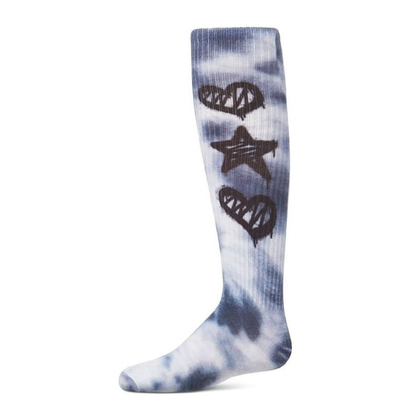 MeMoi  Tie Dye Graffiti Shapes Knee High Socks - Girls - Female, 4, Denim