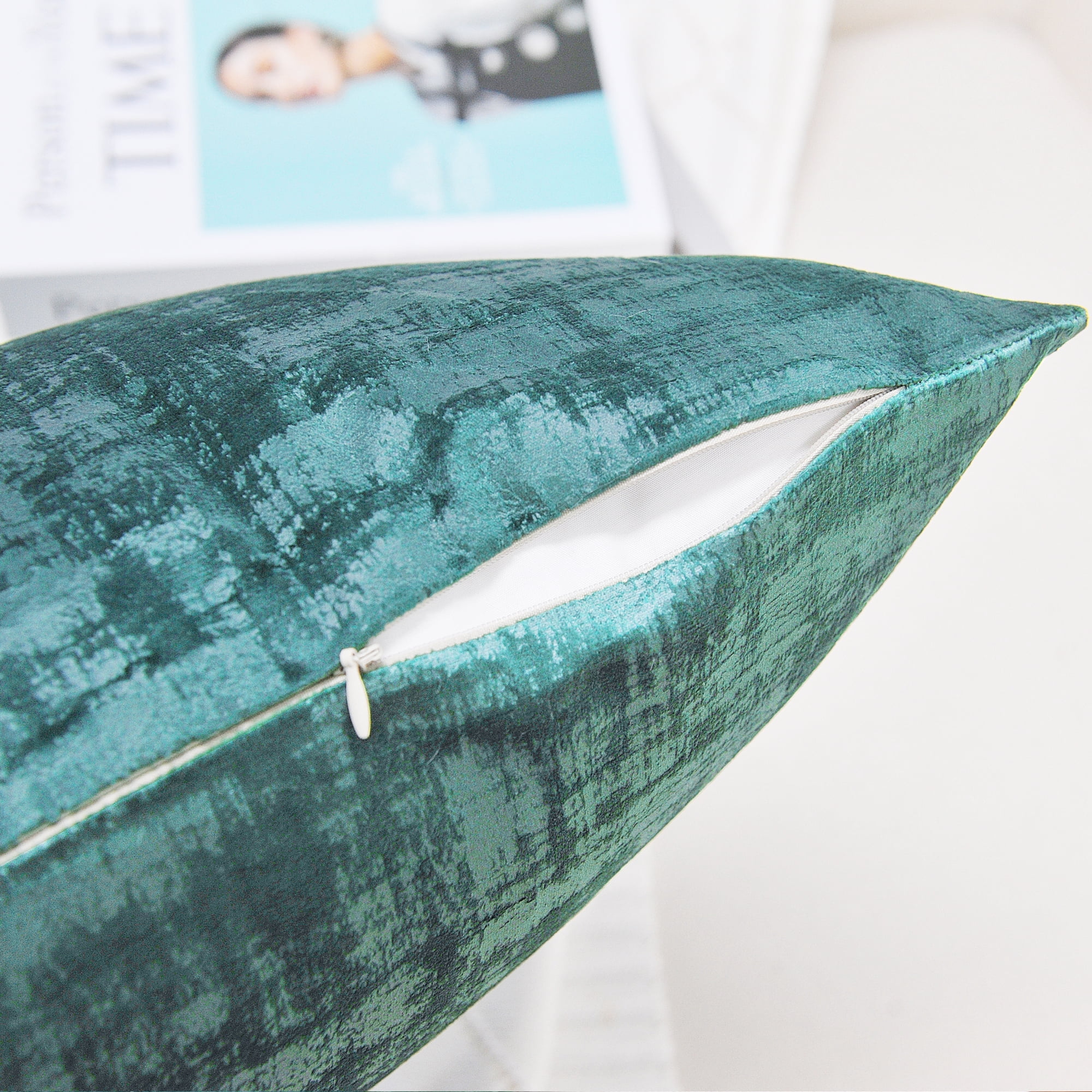 Home Soft Things Textured Velvet 4 Piece Throw Pillow Cover Set - Agate Green - 20" x 20"