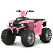12 V Kids 4 Wheeler ATV Ride-on Car, with LED Headlights, Music, Radio, Bluetooth Pink
