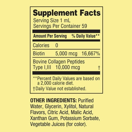 Spring Valley Biotin & Collagen, 15,000 mcg Fast Acting Liquid Supplement, 2 fl oz