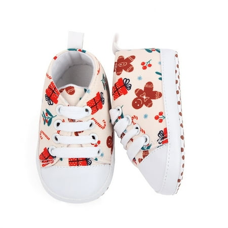 

Kupretty Baby Canvas Shoes Flower Planet Gingerbread Man Non-slip Flats