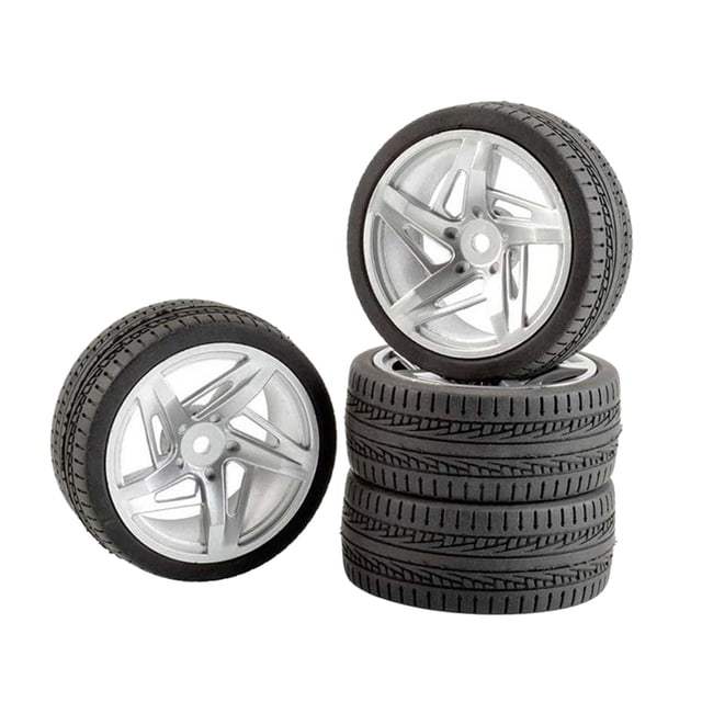 Neumáticos 4 piezas, ruedas y neumáticos de goma para vehículos todoterreno altos para Monster Truck, antivuelco ensanchado de 75 H Hugo ruedas y neumáticos rc